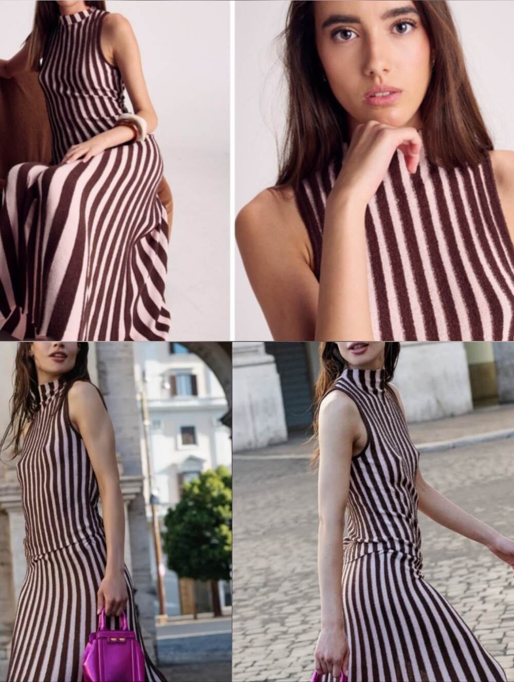 New Zara Striped Textured High Neck Sleeveless Knit Top - Picture 2 of 12
